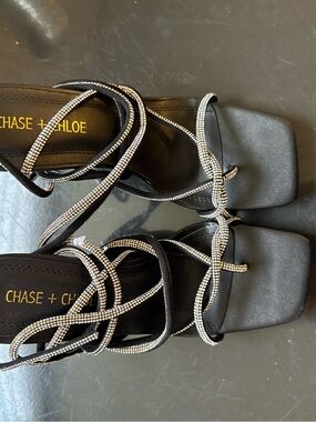 Charles & Keith Black Rhinestone Wrap Sandals